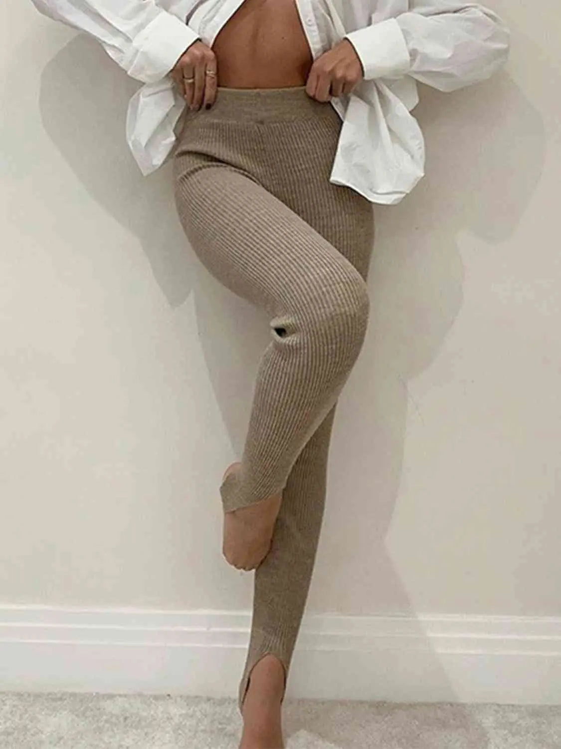 Dames Ribbed Mid-Waist Leggings 2