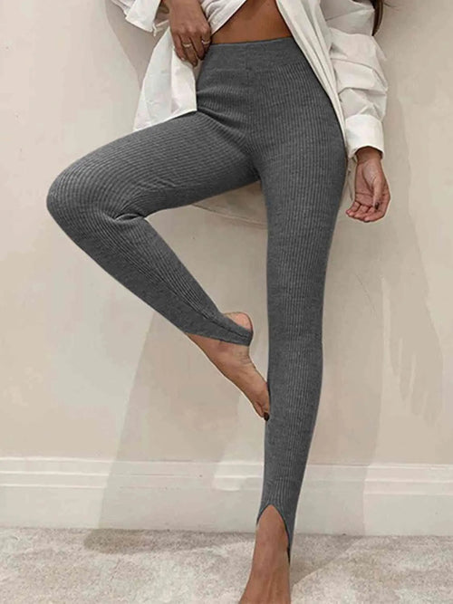 Dames Ribbed Mid-Waist Leggings 5
