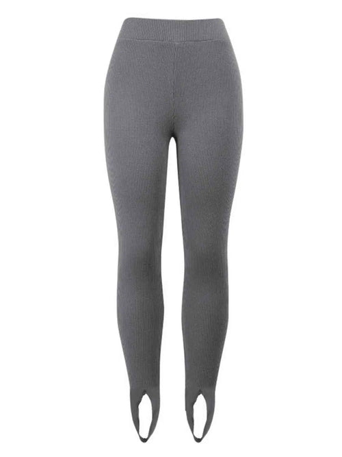 Dames Ribbed Mid-Waist Leggings 8