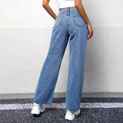 Dames Wide Leg Jeans High Waist 2