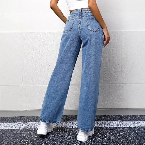 Dames Wide Leg Jeans High Waist 2