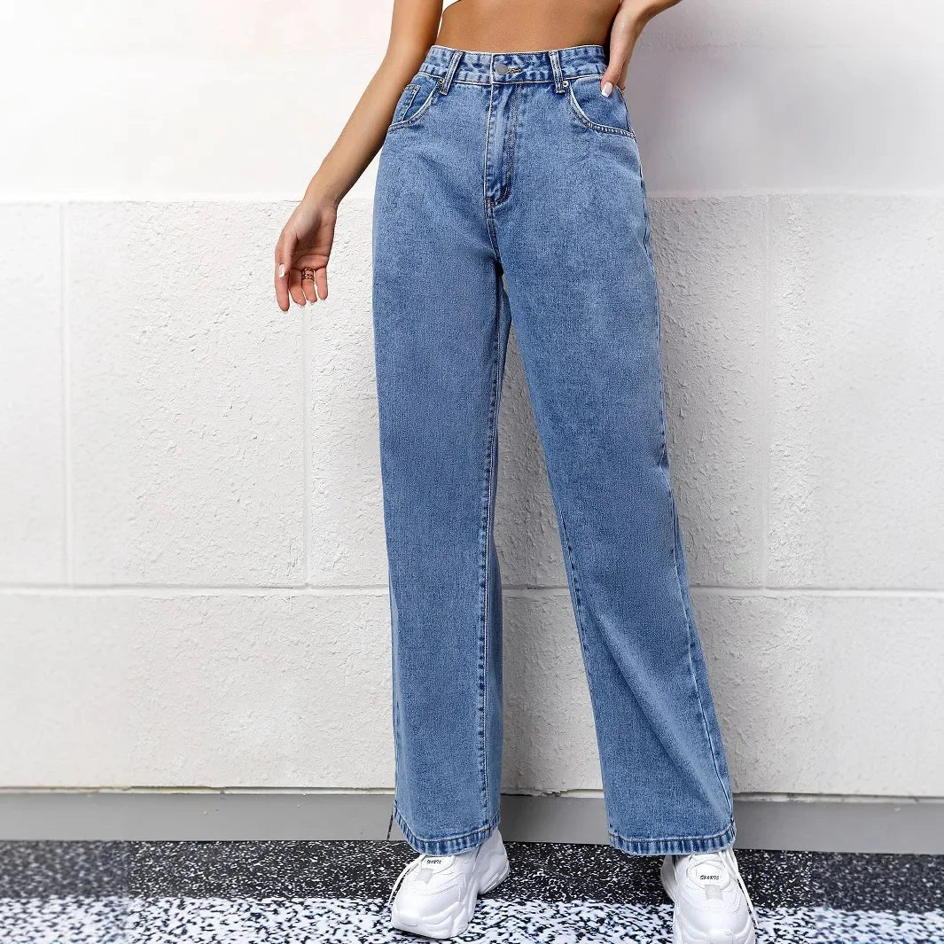 Dames Wide Leg Jeans High Waist 3