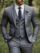 Men’s Slim Fit 3-Piece Suit – Glossy Finish Elegant Formal Style