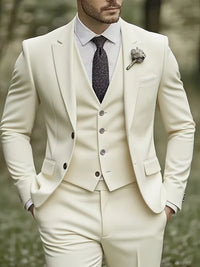 Men’s Slim Fit 3-Piece Suit – Glossy Finish Elegant Formal Style