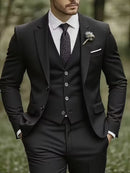 Men’s Slim Fit 3-Piece Suit – Glossy Finish Elegant Formal Style