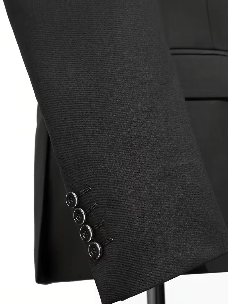 Men’s Slim Fit 3-Piece Suit – Glossy Finish Elegant Formal Style