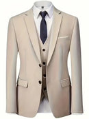 Men’s Slim Fit 3-Piece Suit – Glossy Finish Elegant Formal Style