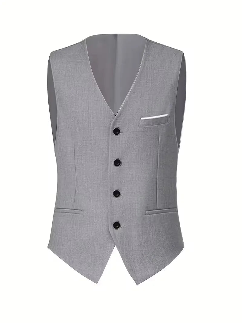 Men’s Slim Fit 3-Piece Suit – Glossy Finish Elegant Formal Style