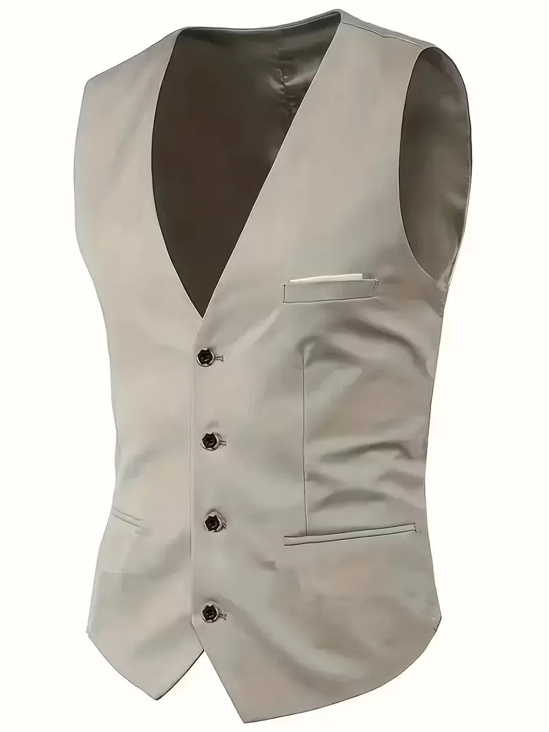 Men’s Slim Fit 3-Piece Suit – Glossy Finish Elegant Formal Style