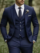 Men’s Slim Fit 3-Piece Suit – Glossy Finish Elegant Formal Style