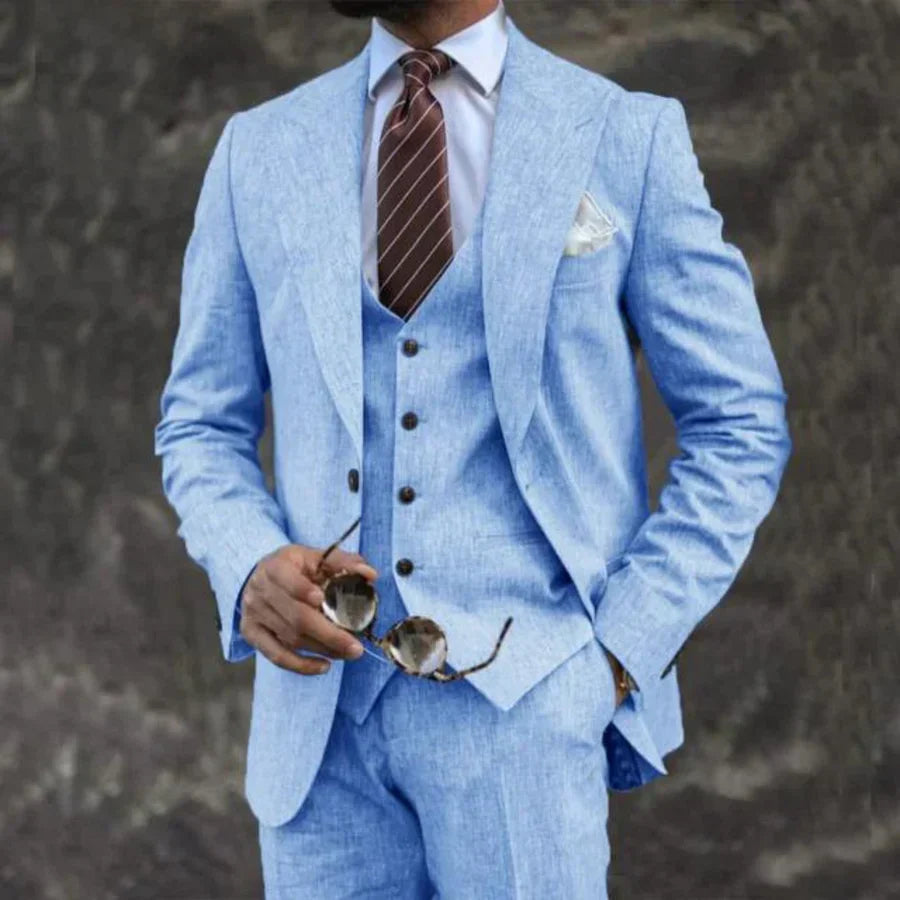Men’s Luxury 3-Piece Suit – Blazer, Gilet and Trousers Elegant Formal Tailored Style