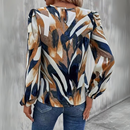 Women's Multicolored Chiffon Blouse – Long Lantern Sleeve Casual Top