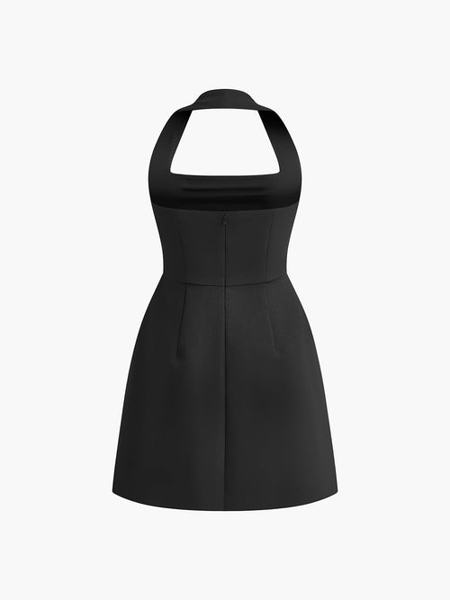 Elegant A-Line Halter Mini Dress for Summer Nights – Comfortable Fit and Stylish Design 7