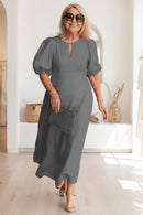 Elegant Black Puff Sleeve Maxi Dress: Flattering Style for Formal Events 3