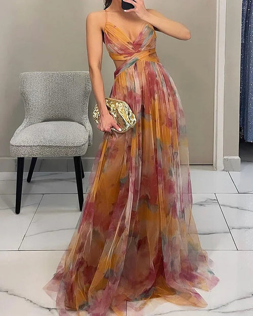 Elegant Floral Chiffon Maxi Dress for Women – Lightweight Summer Wedding Guest Dress in Flowy Fit, Available in S to XL 2