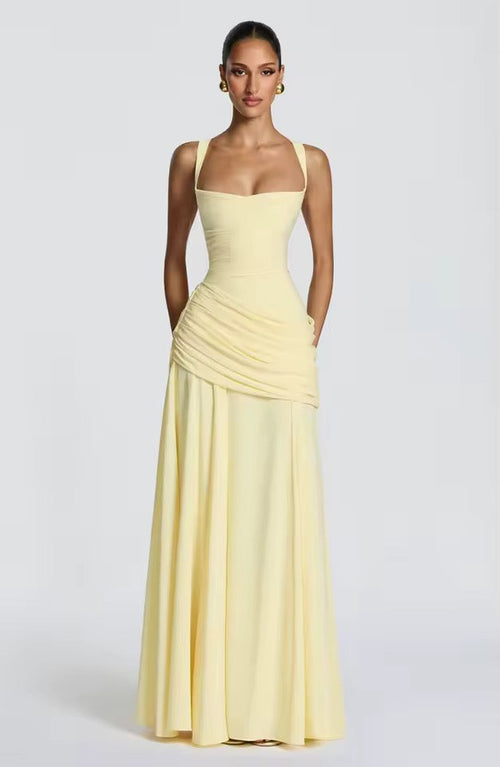Elegant Maxi Dress with Asymmetrical Ruffles: Flattering Fit for Events 1