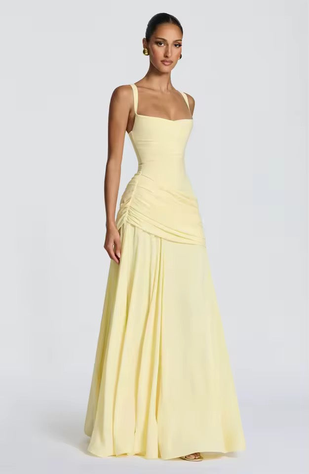 Elegant Maxi Dress with Asymmetrical Ruffles: Flattering Fit for Events 2