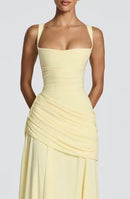 Elegant Maxi Dress with Asymmetrical Ruffles: Flattering Fit for Events 4