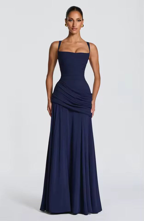 Elegant Maxi Dress with Asymmetrical Ruffles: Flattering Fit for Events 6