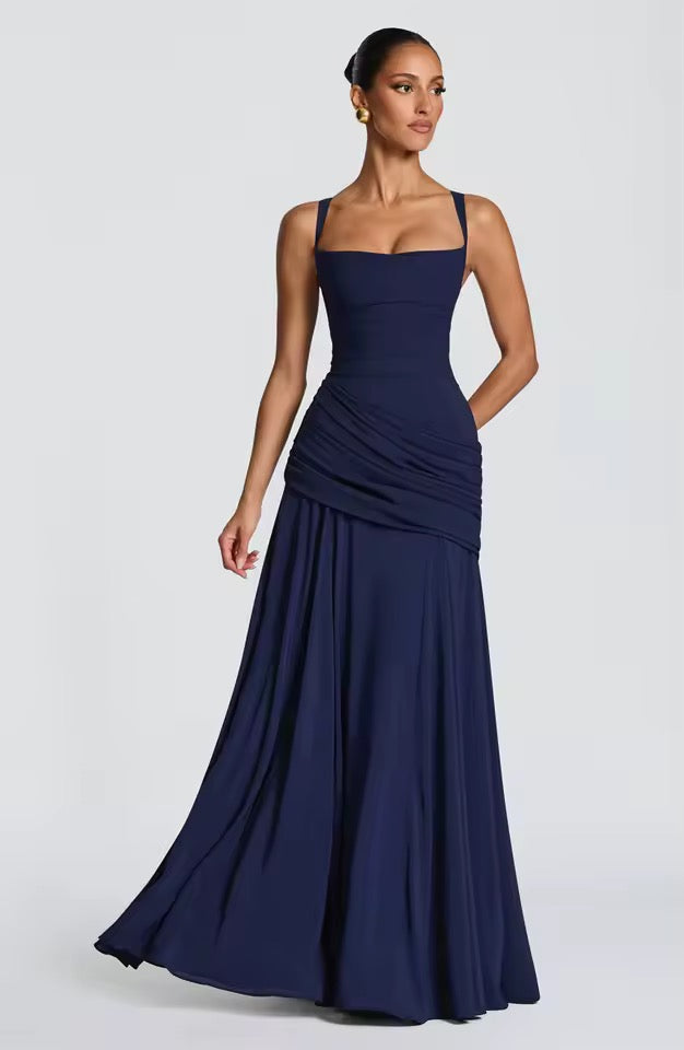 Elegant Maxi Dress with Asymmetrical Ruffles: Flattering Fit for Events 7