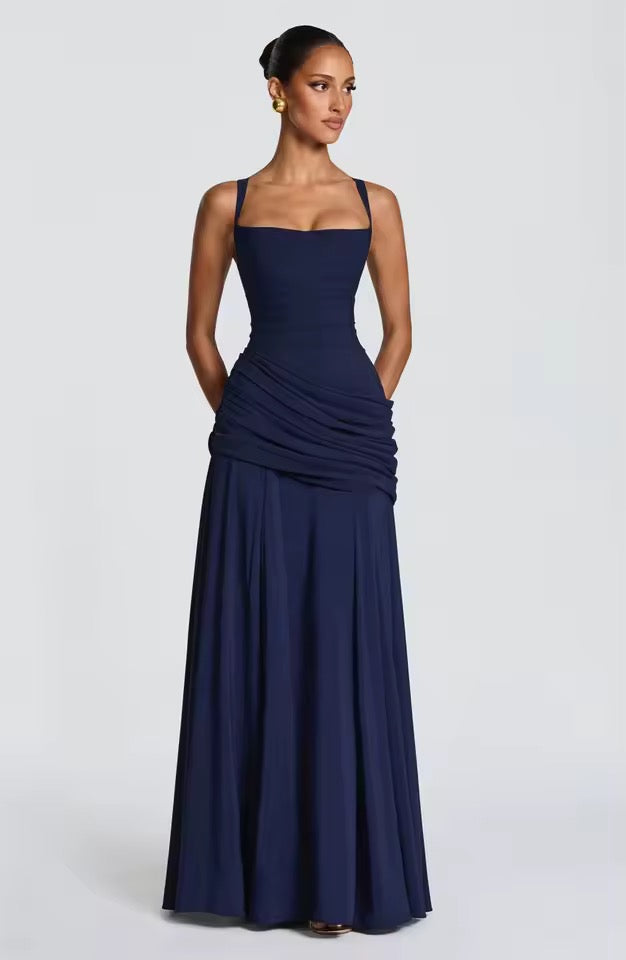 Elegant Maxi Dress with Asymmetrical Ruffles: Flattering Fit for Events 8