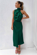 Elegant Midi Dress with Asymmetrical Neckline – Perfect for Special Occasions 1
