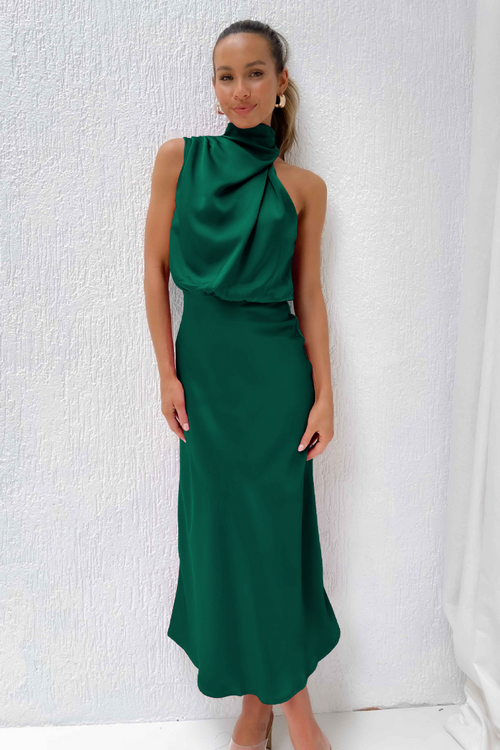 Elegant Midi Dress with Asymmetrical Neckline – Perfect for Special Occasions 10