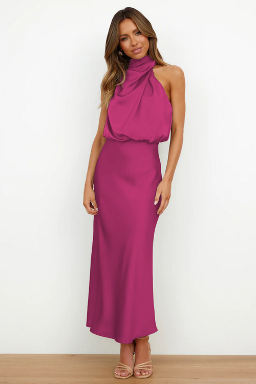 Elegant Midi Dress with Asymmetrical Neckline – Perfect for Special Occasions 9