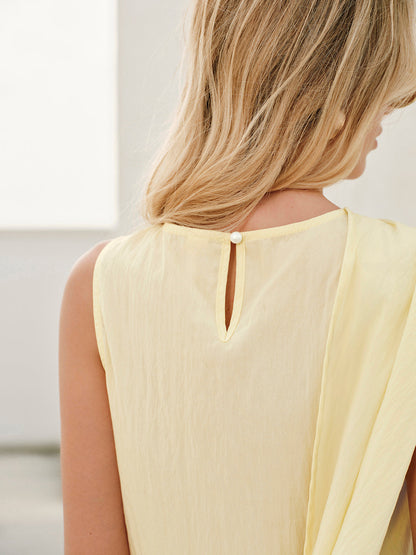 Elegant Semi-Sheer Pastel Top for Women – Sleeveless Cowl Neck Blouse 6