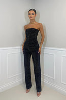 Elegant Strapless Jumpsuit with Glitter Detail – Luxurious Fit for Special Occasions 3