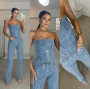 Elegant Strapless Jumpsuit with Glitter Detail – Luxurious Fit for Special Occasions 7