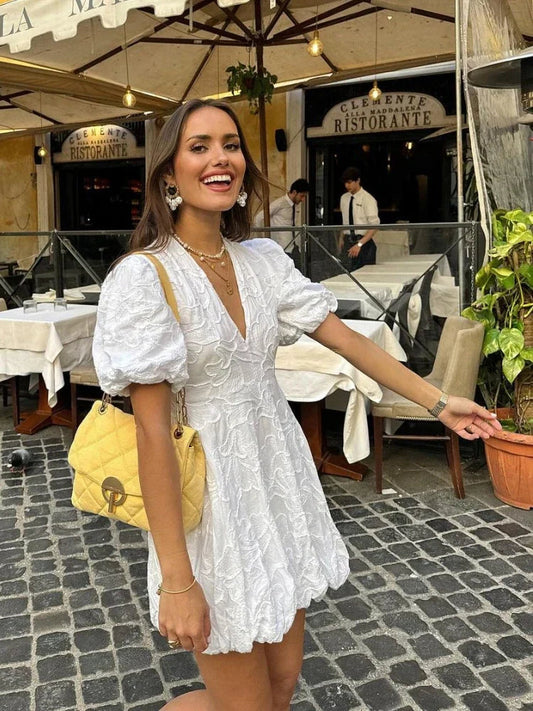 Elegant White Dress with Embroidered Ruffles – Versatile Summer Fashion 0