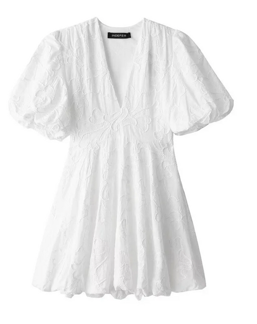 Elegant White Dress with Embroidered Ruffles – Versatile Summer Fashion 4