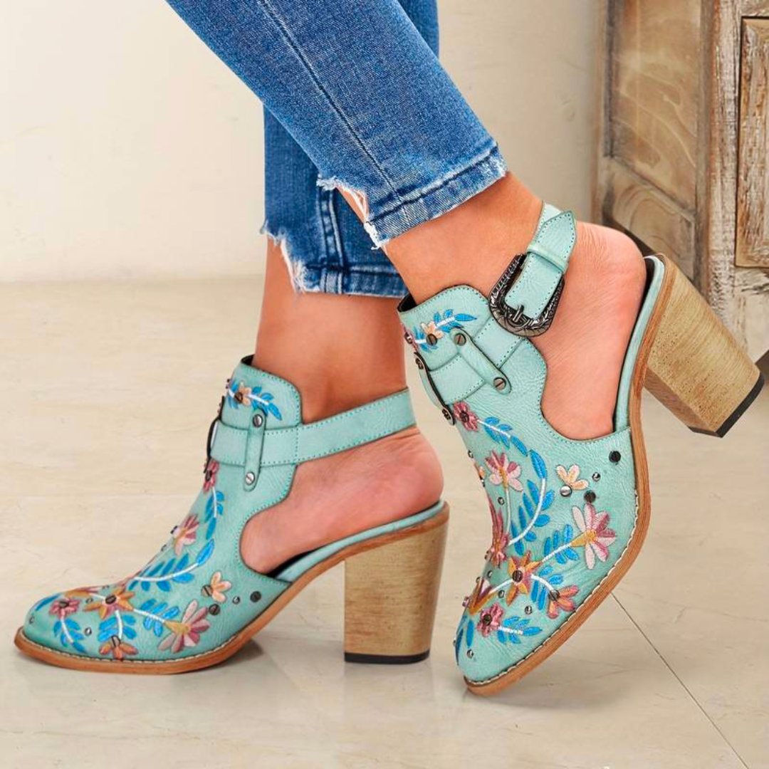 Women's Floral Embroidered Western Ankle Boots – Vintage Cowgirl Style