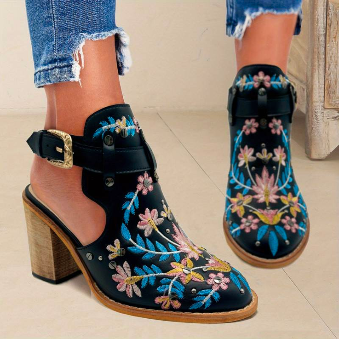 Women's Floral Embroidered Western Ankle Boots – Vintage Cowgirl Style