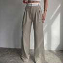 Women's High-Waist Straight Wide-Leg Trousers – Elegant Black Tailored Pants