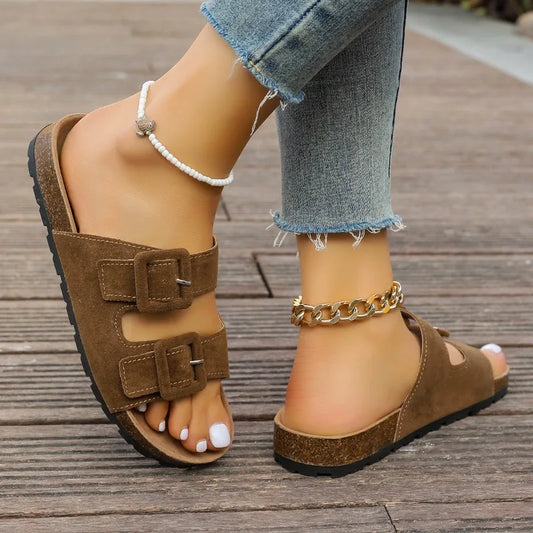 Women's Non-Slip Suede Flip-Flops – Beach & Outdoor Comfort Sandals