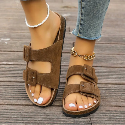 Women's Non-Slip Suede Flip-Flops – Beach & Outdoor Comfort Sandals