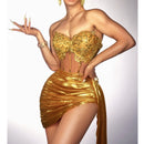 Golden Diamond Strapless Mini Dress