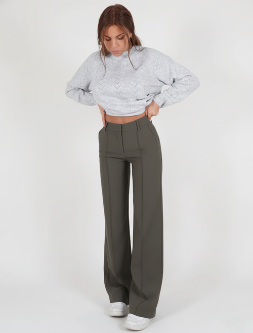 Women’s High-Waisted Straight Leg Trousers – Tailored, Centre Crease