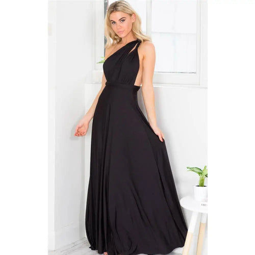 Women's Sleeveless V-Neck Flowing Occasion Dress – Elegant Party Wear