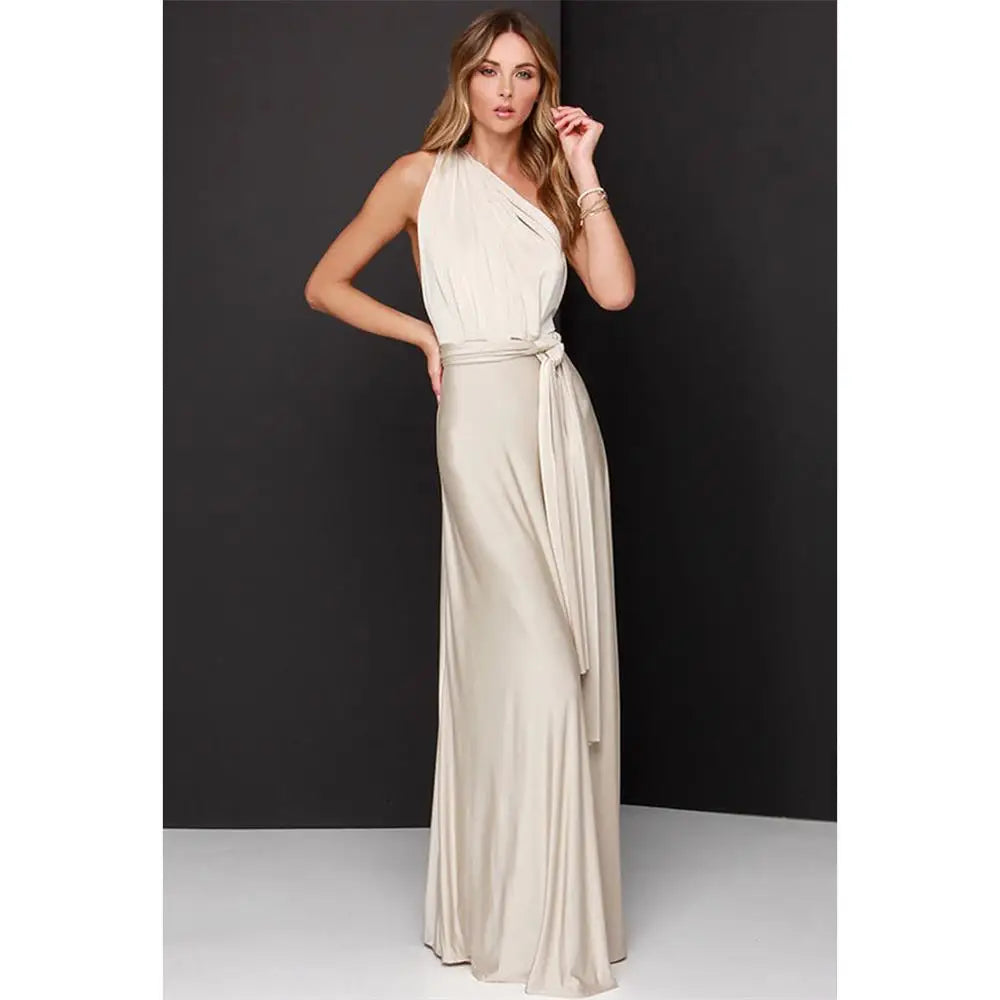 Women's Sleeveless V-Neck Flowing Occasion Dress – Elegant Party Wear