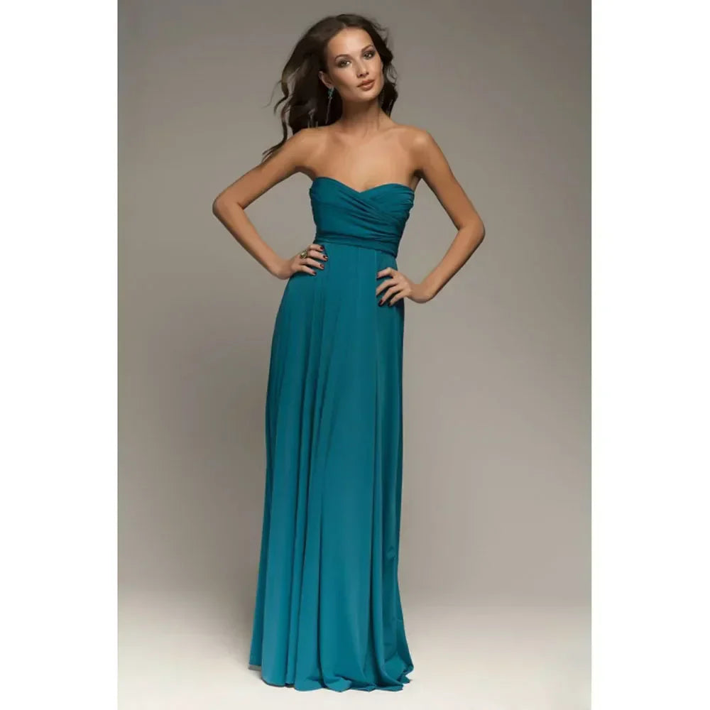 Women's Sleeveless V-Neck Flowing Occasion Dress – Elegant Party Wear
