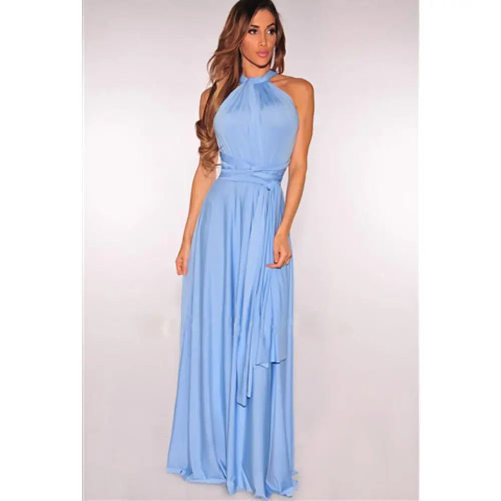 Women's Sleeveless V-Neck Flowing Occasion Dress – Elegant Party Wear