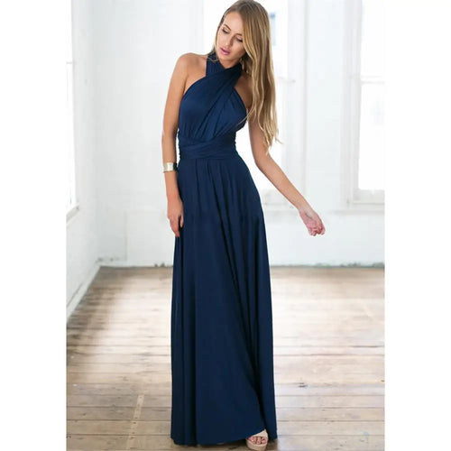 Women's Sleeveless V-Neck Flowing Occasion Dress – Elegant Party Wear