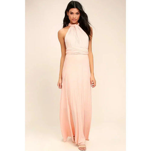 Women's Sleeveless V-Neck Flowing Occasion Dress – Elegant Party Wear