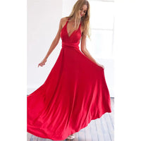 Women's Sleeveless V-Neck Flowing Occasion Dress – Elegant Party Wear
