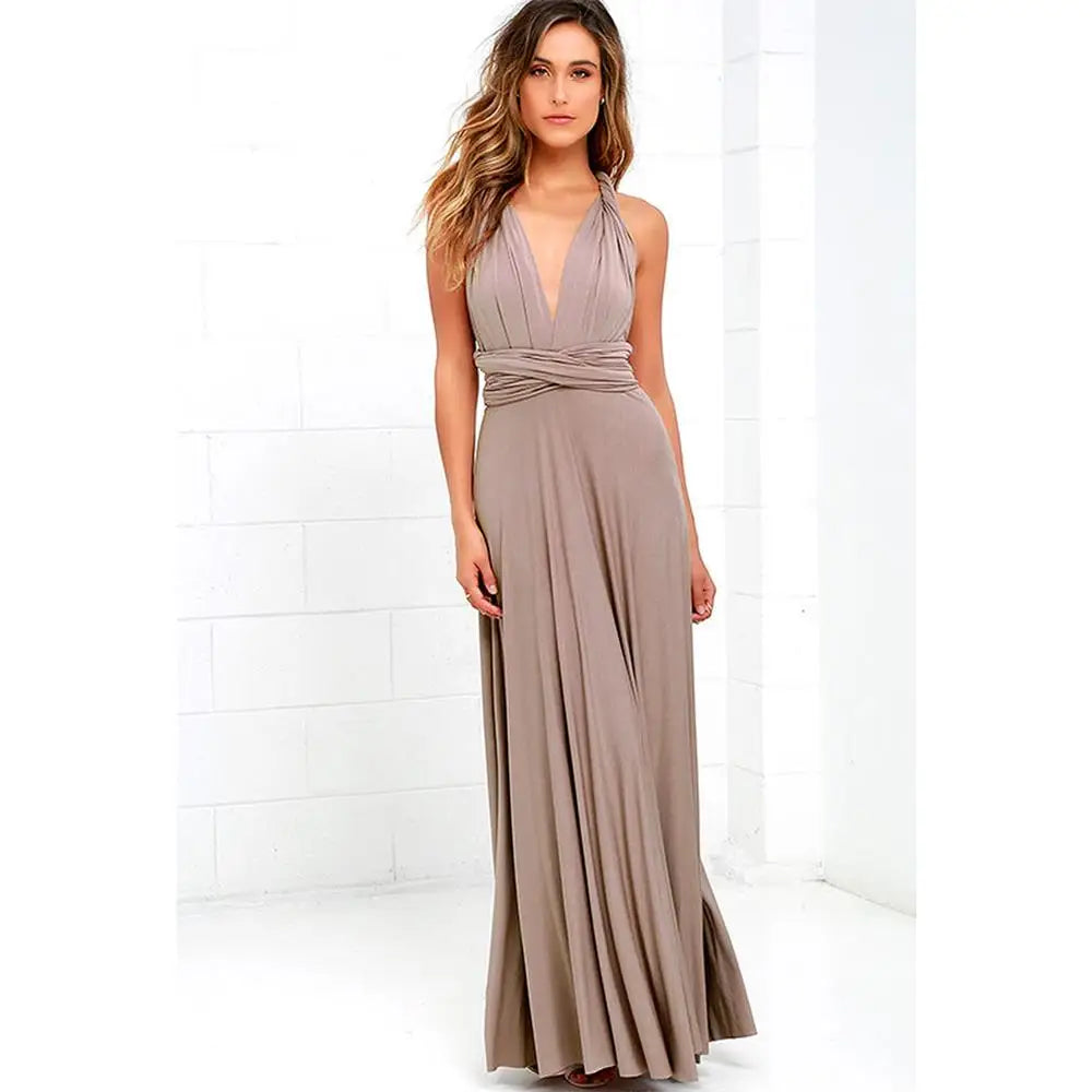 Women's Sleeveless V-Neck Flowing Occasion Dress – Elegant Party Wear