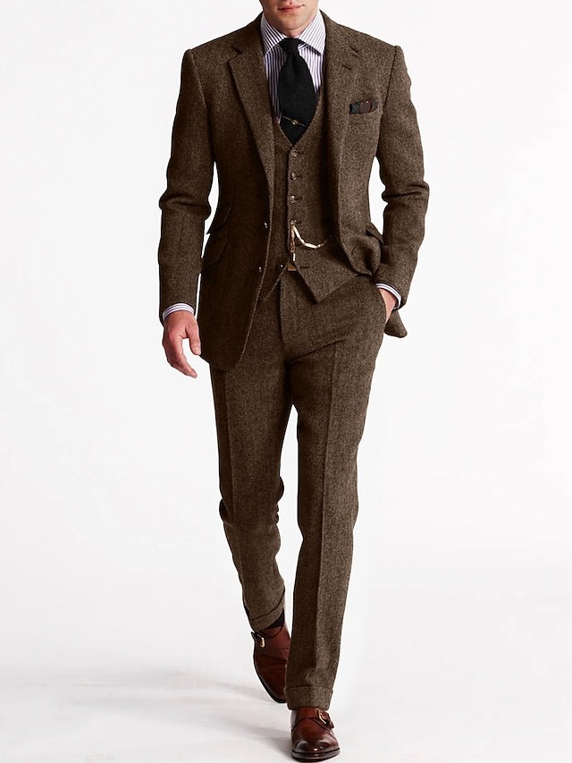 Men’s Retro 3-Piece Suit – Stylish Vintage Blazer Waistcoat Trousers Formal Style
