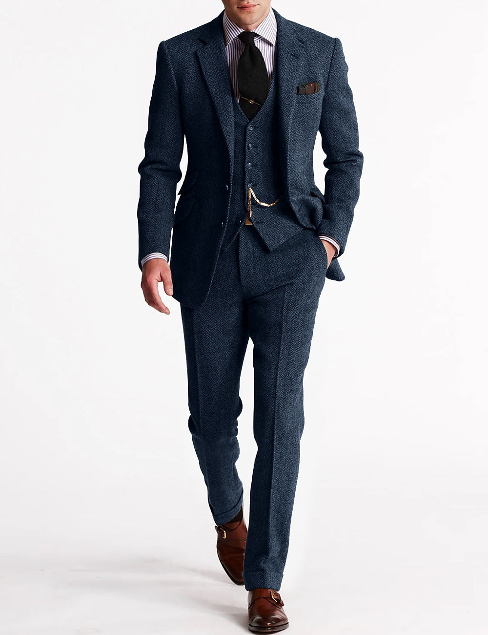 Men’s Retro 3-Piece Suit – Stylish Vintage Blazer Waistcoat Trousers Formal Style